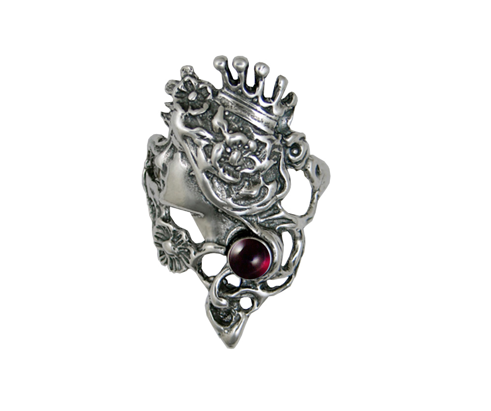 Sterling Silver Fairy Queen Ring With Garnet Size 10
